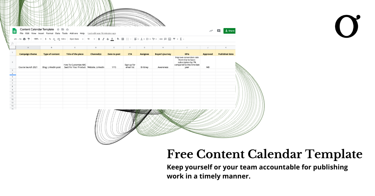 Free Content Calendar Template