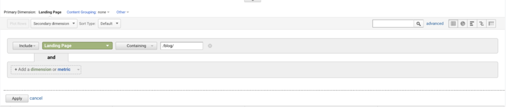 Google Analytics URL filter