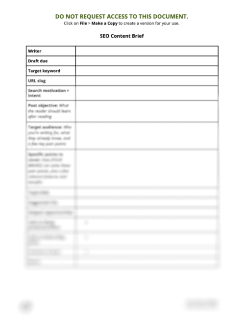 Seo Content Brief Template