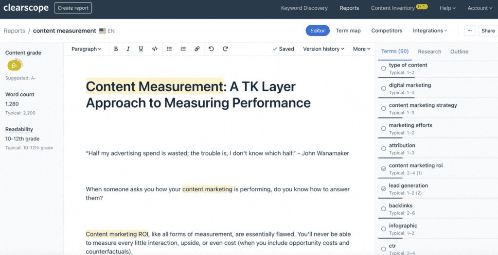 content measurement