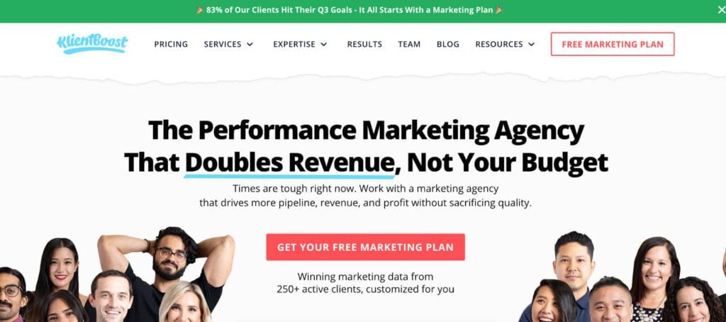 Klient Boost's home page