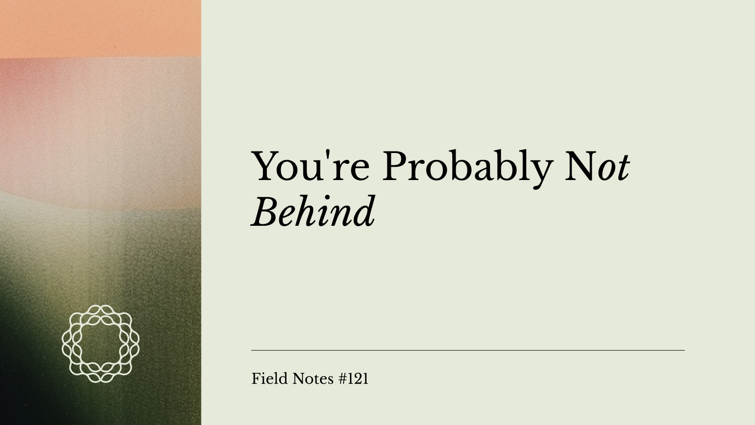 Field Notes #121_ You're probably not behind