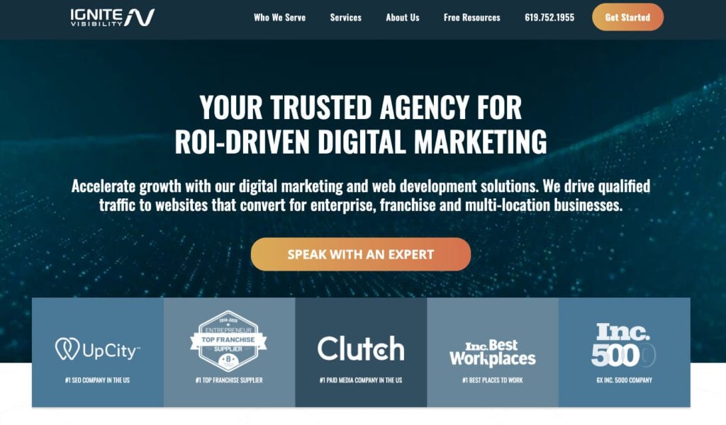 Ignite Visibility's home page