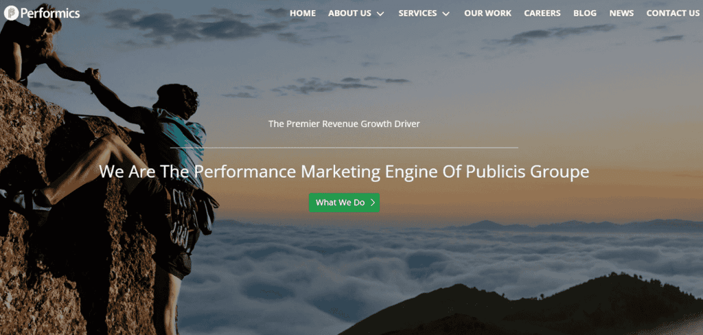 Performics' homepage