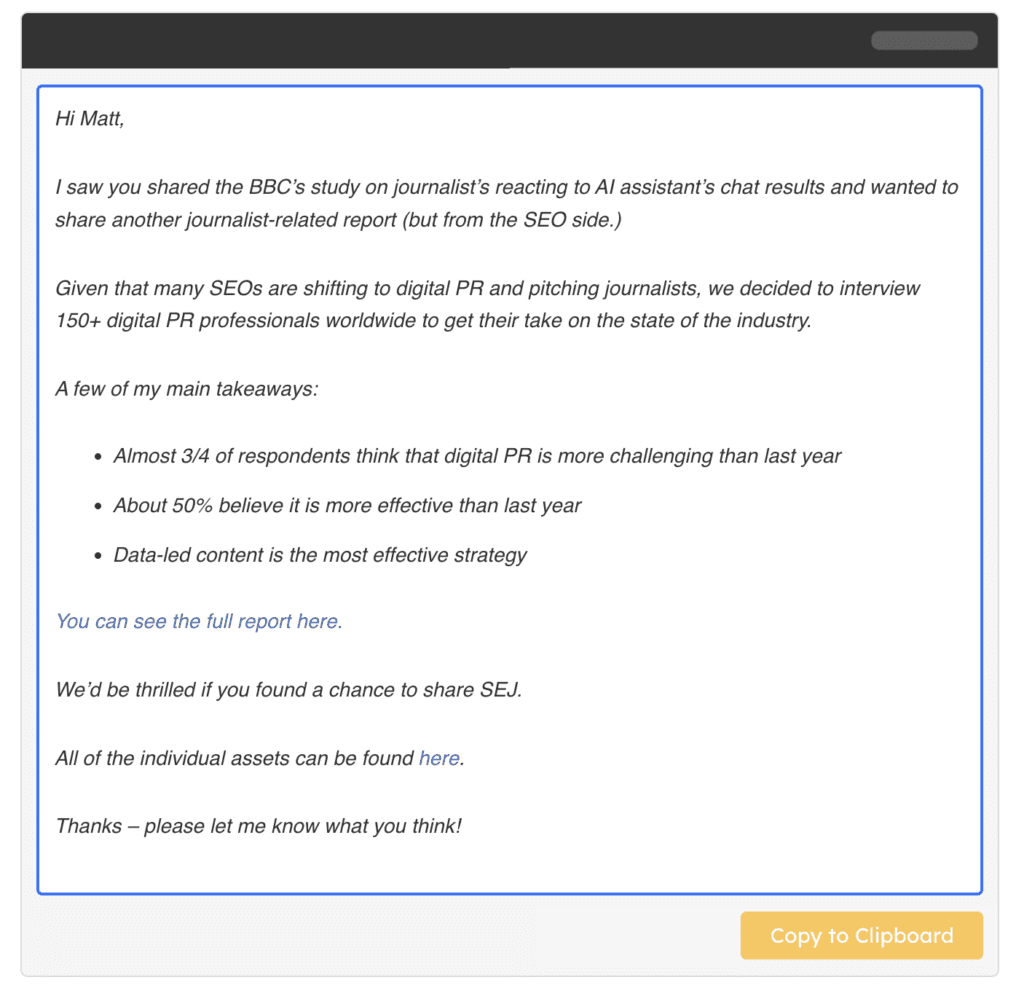 Buzzstream outreach template