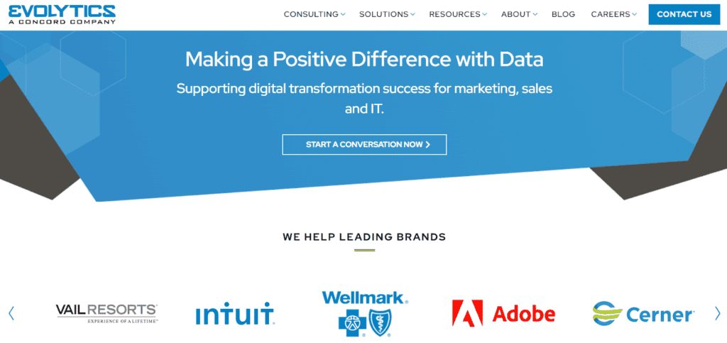 Evolytics' homepage