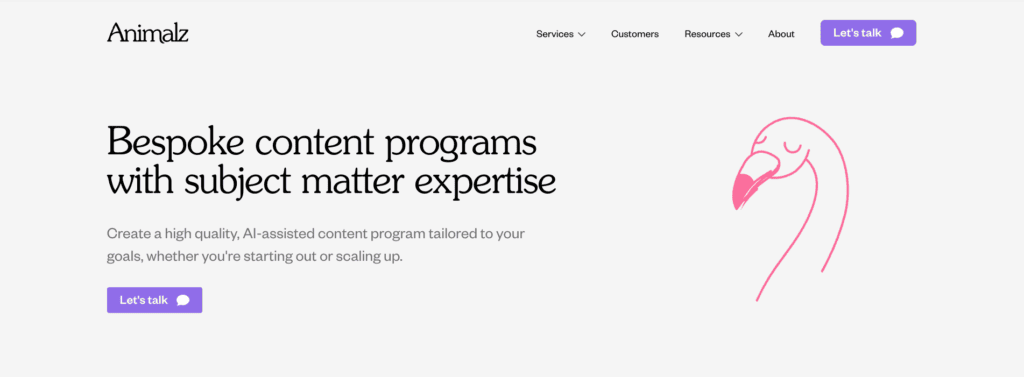 Service page for Animalz—a well-known B2B content creation agency