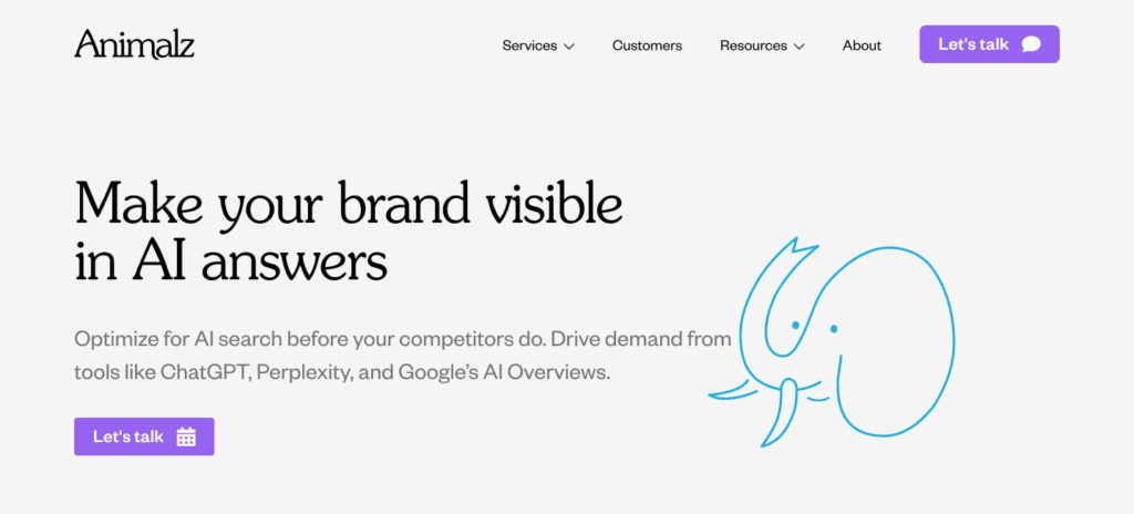 LLM SEO service page for Animalz