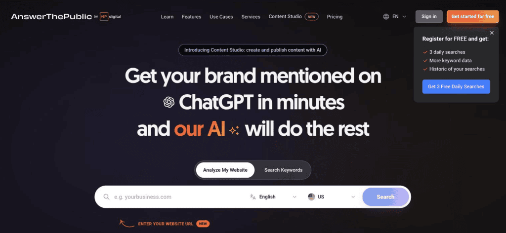 AnswerThePublic, a content marketing tool for topic ideation