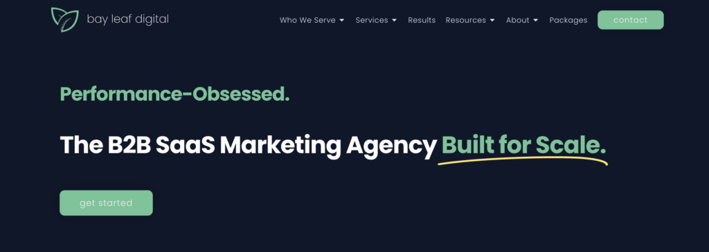 Home page of Bay Leaf Digital — a reputable B2B SaaS marketing agency