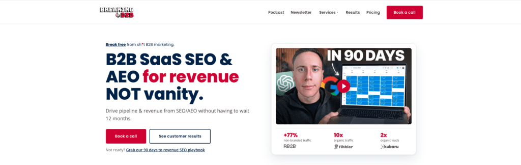 Home page for Breaking B2B—a top GEO agency
