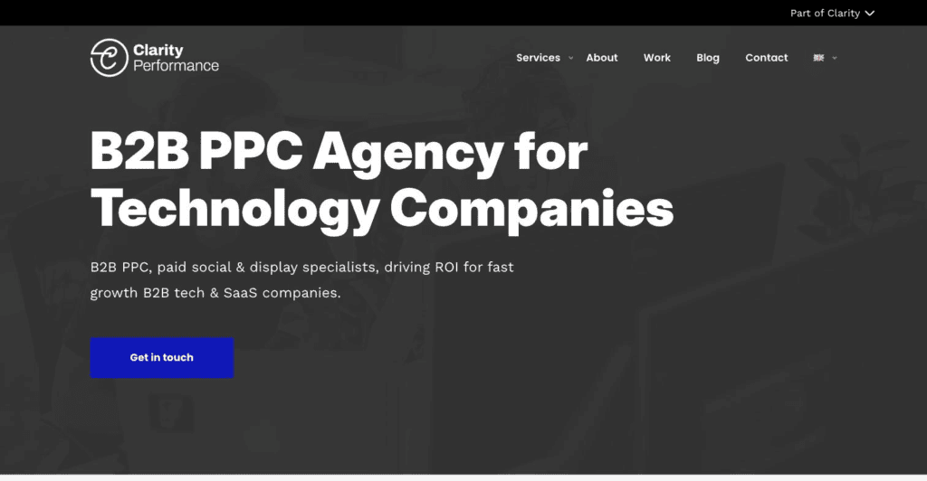 Service page for Clarity Performance—a B2B SaaS PPC agency