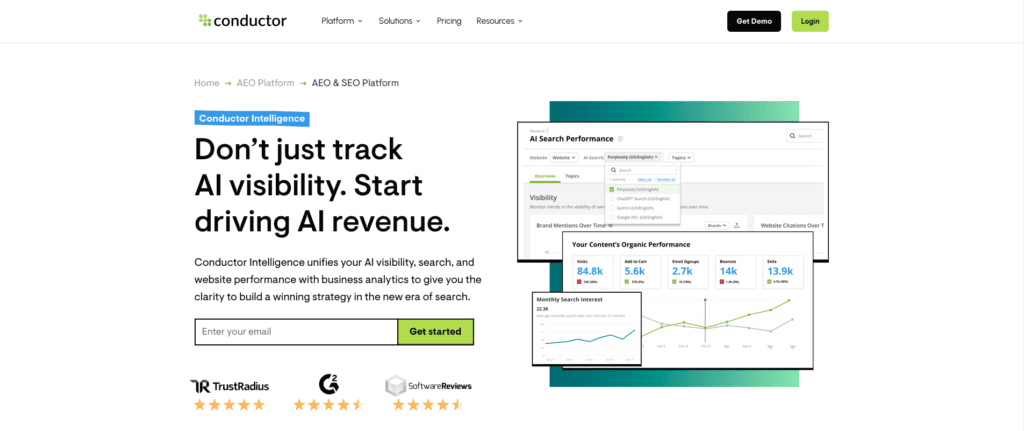 Platform page for Conductor, which is a top enterprise SEO agency