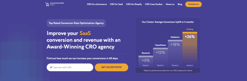Homepage of Conversion Rate Store—a top SaaS and ecommerce conversion rate optimization agency