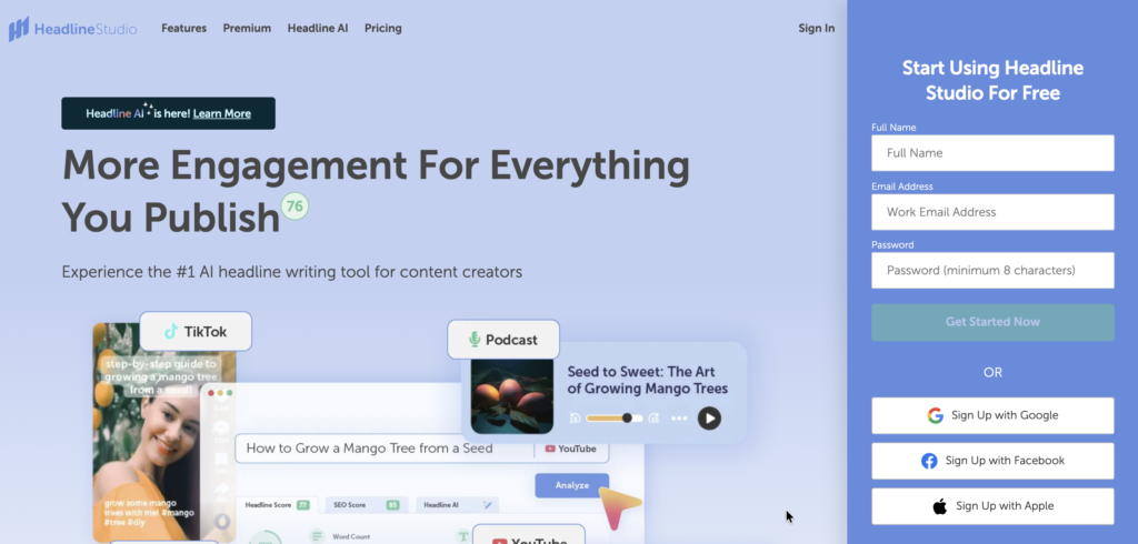 CoSchedule Headline Studio, a content marketing tool for headline scoring