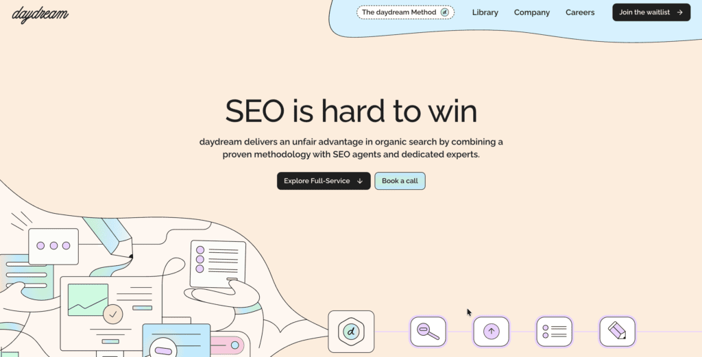 Website homepage for Daydream—an AI marketing agency