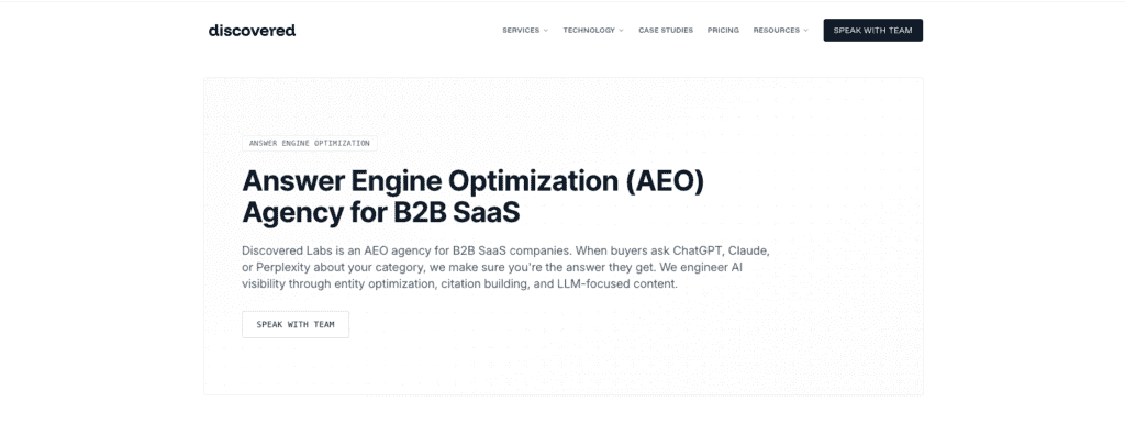 AEO service page for Omniscient