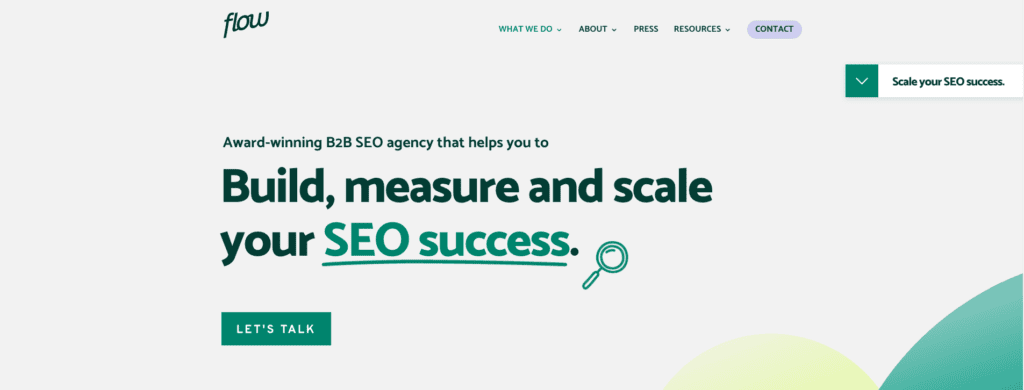 Website Screenshot for B2B SaaS SEO agency, Flow Agency