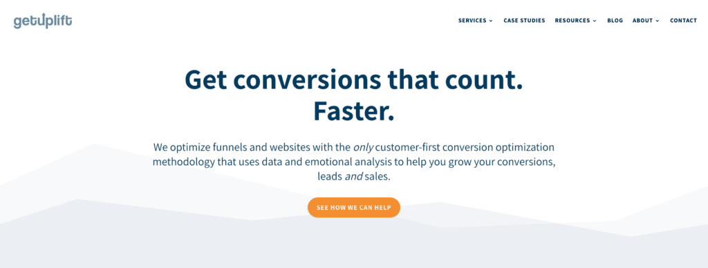 Home page for the conversion rate optimization agency GetUplift