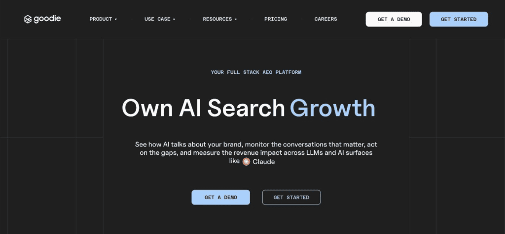 Home page for Goodie, a generative engine optimization platform