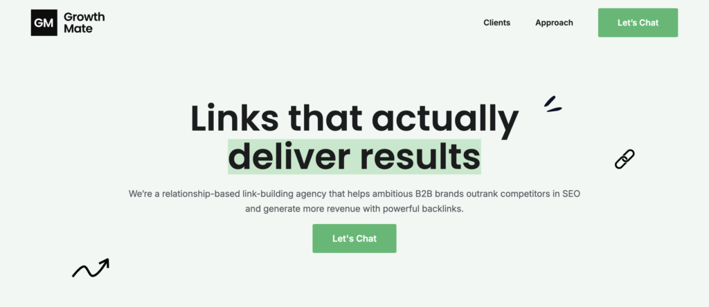 Website screenshot from GrowthMate—a top SEO link building agency