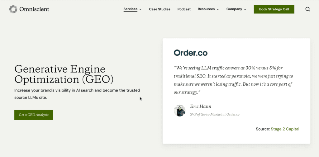 Omniscient Digital's GEO/AEO services pages