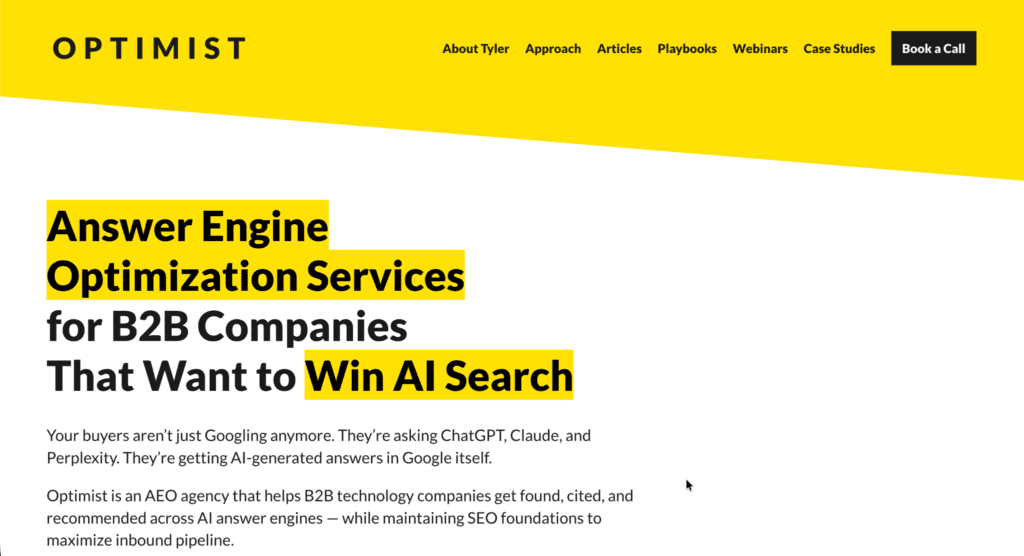 Optimist AEO services page
