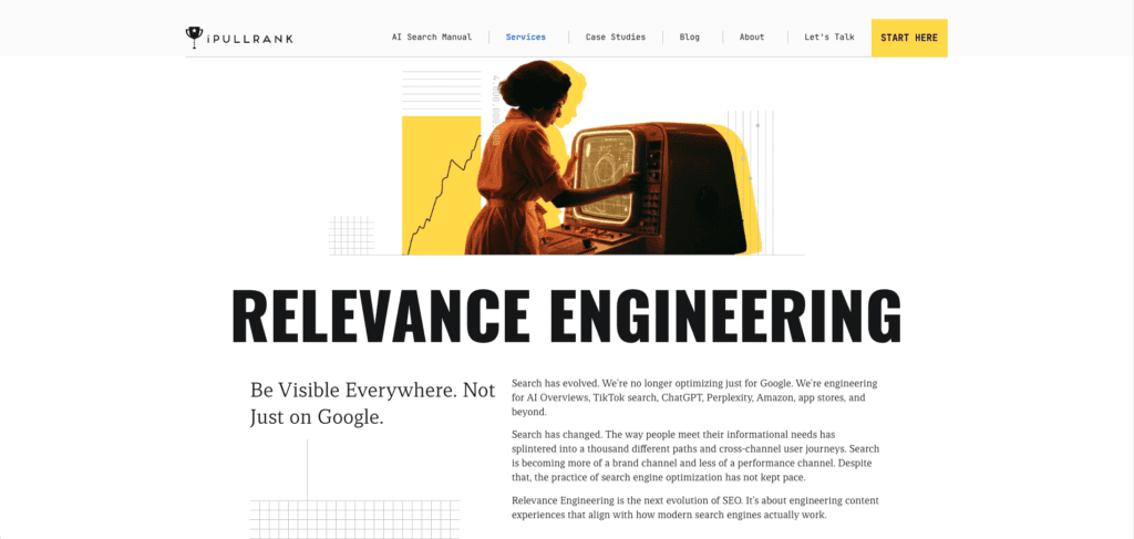 Website screenshot from B2b tech SEO agency, iPullRank