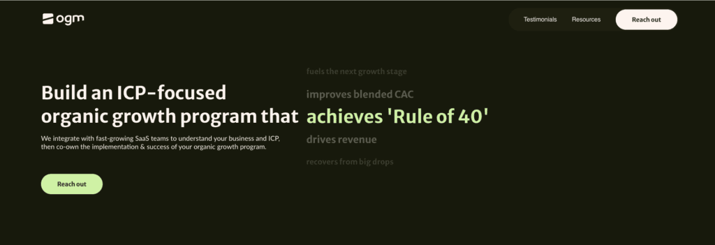 Homepage for OGM—one of the best SEO agencies