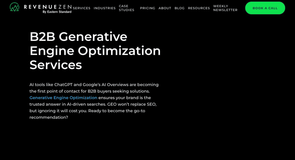 Website screenshot for RevenueZen