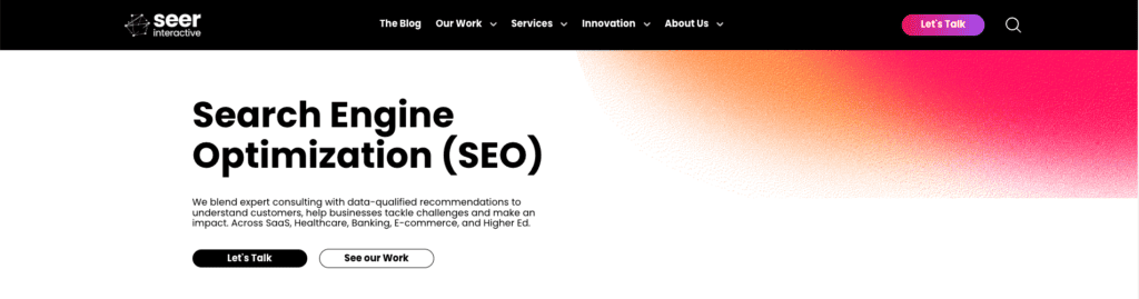 Website screenshot from B2B SEO agency, Seer Interactive