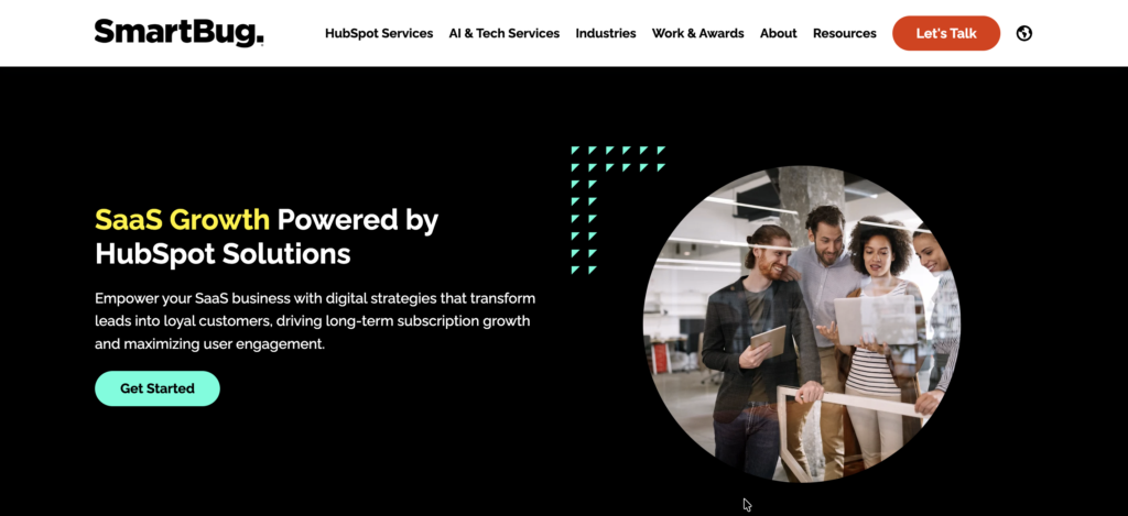 SaaS service page for SmartBug Media
