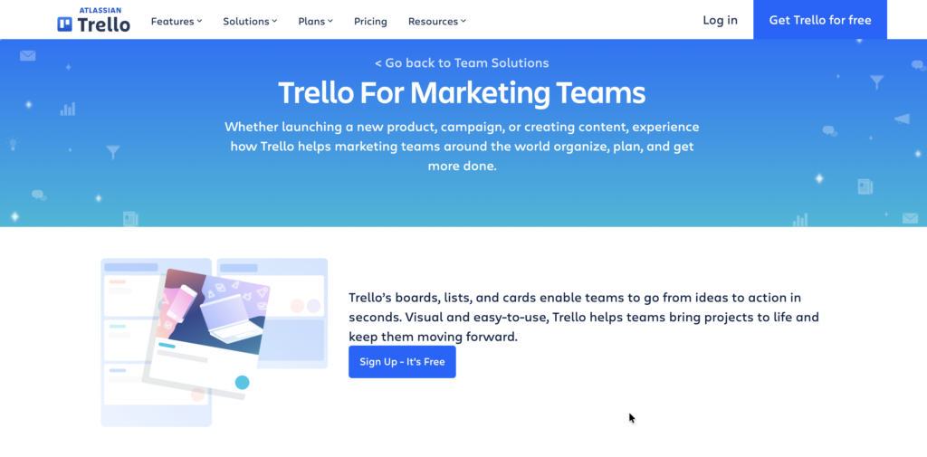 Trello, a content marketing tool for lightweight editorial pipeline management